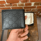 Designer Gucci Leather Men Slim Wallet Textured Black